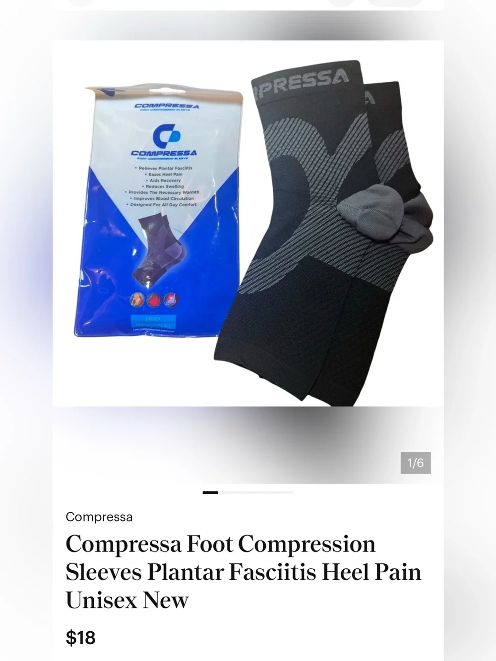 Compressa Unisex Compression Ankle Sleeve - Support & Pain Relief Plantar Fasc